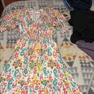 Blue and Pink Puff Sleeve Sundress